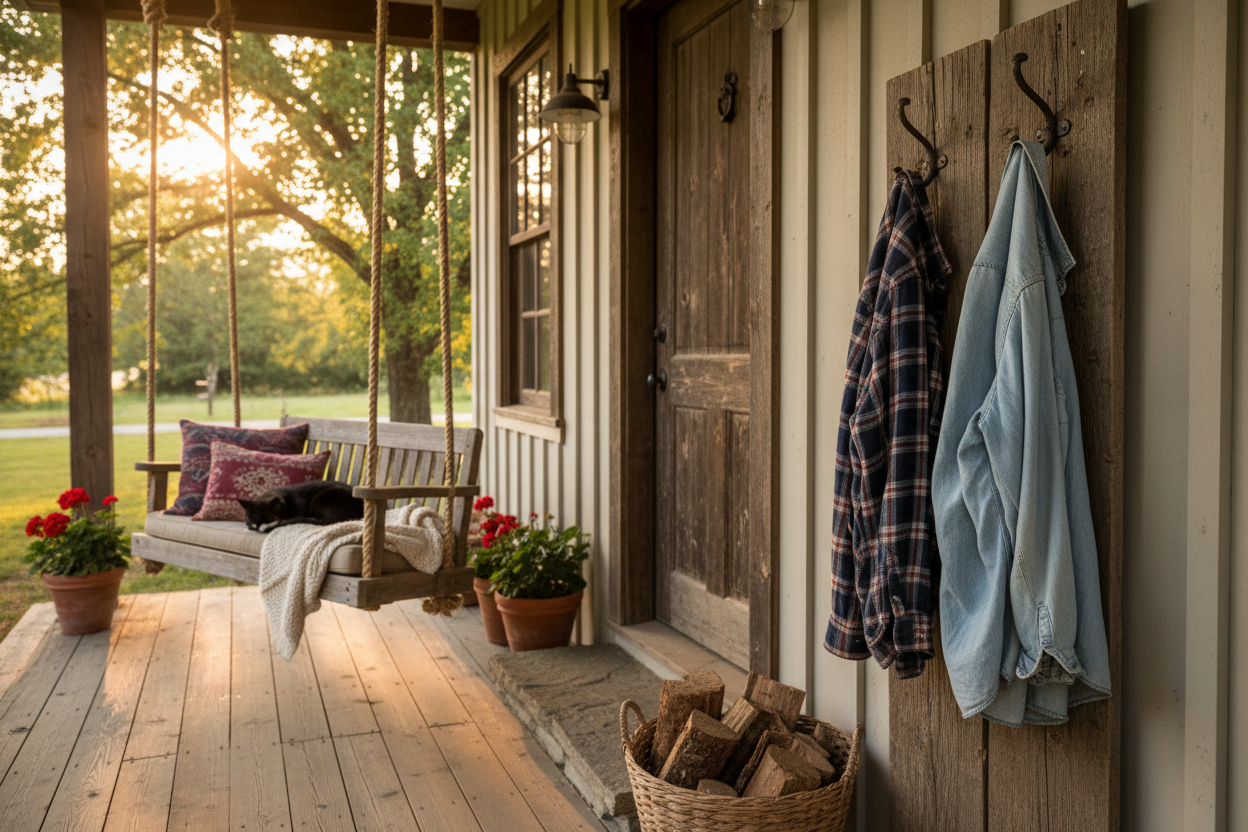 Rugged & Worn - Farmhouse Porch with Hooks