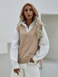 Women's Slim Fit V-Neck Vest Knit Sweater Jacket