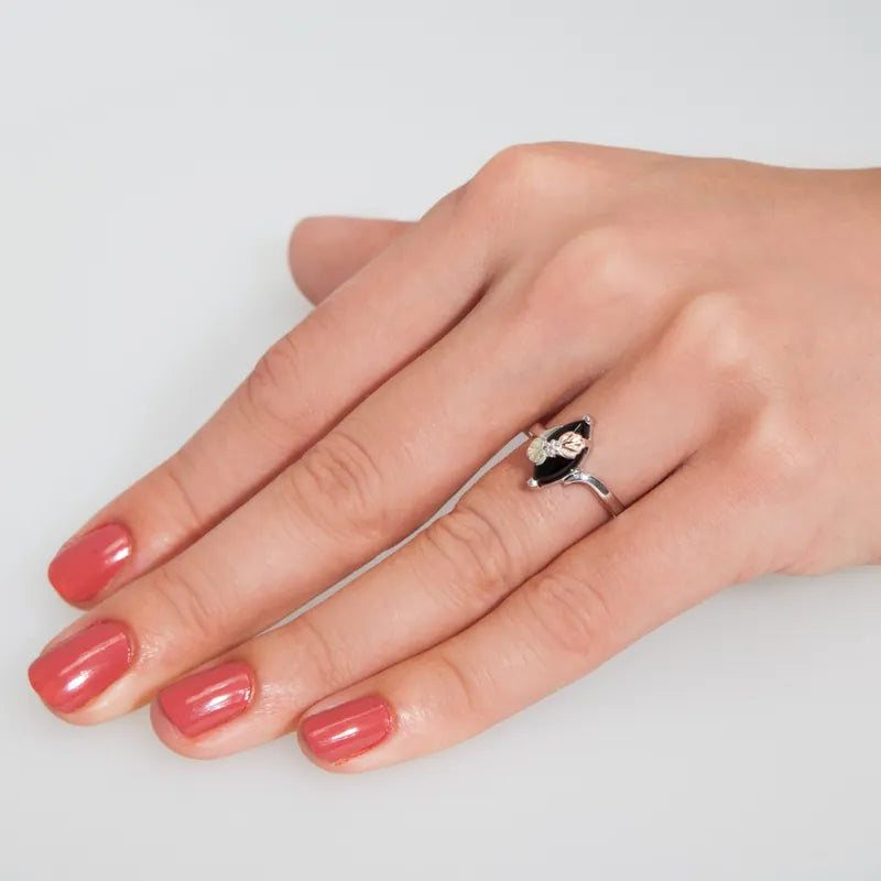 Onyx - Sterling Silver Black Hills Gold Ring