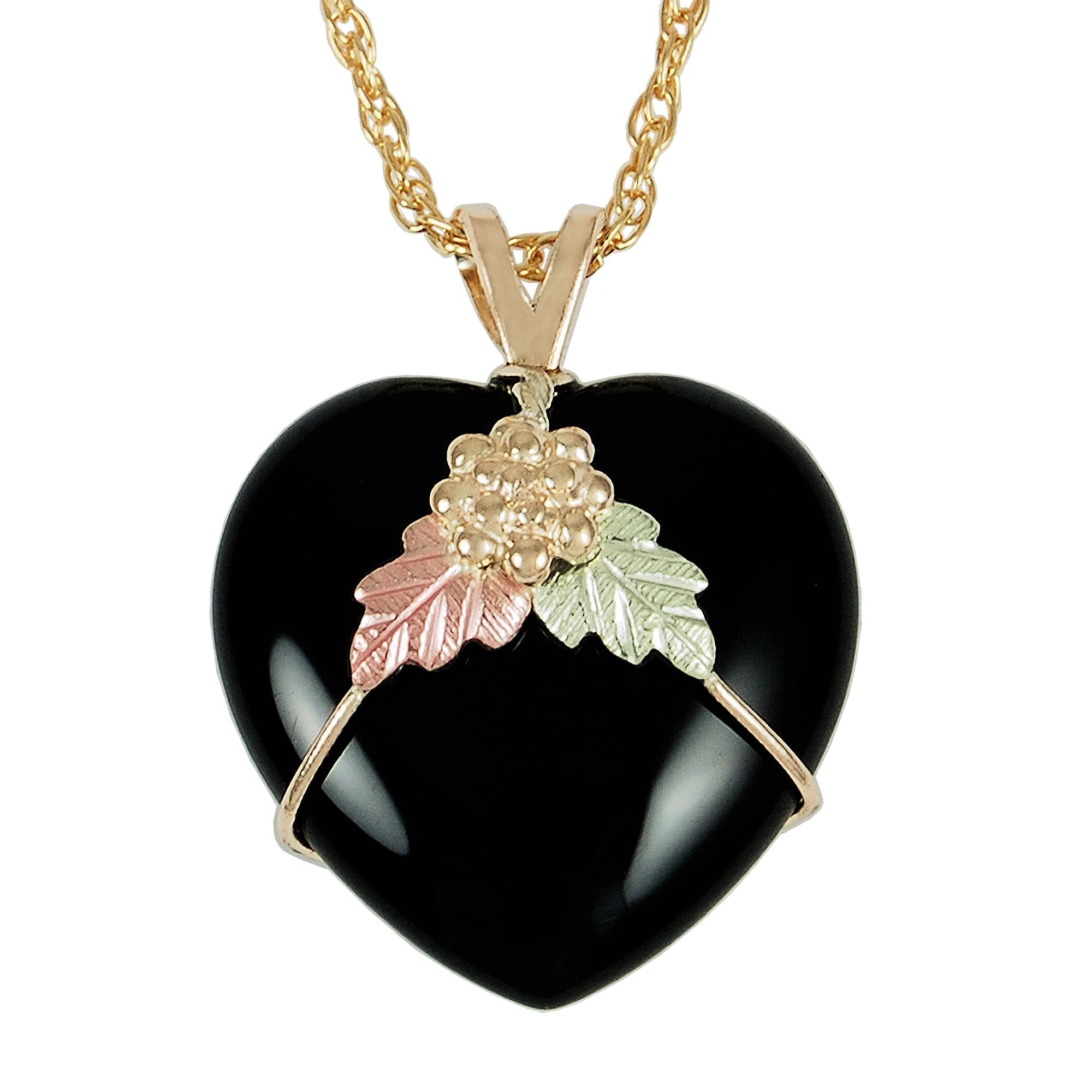 Stunning Onyx Heart - Black Hills Gold Pendant