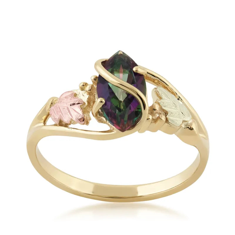 Marquise Mystic Fire Topaz - Black Hills Gold Ladies Ring