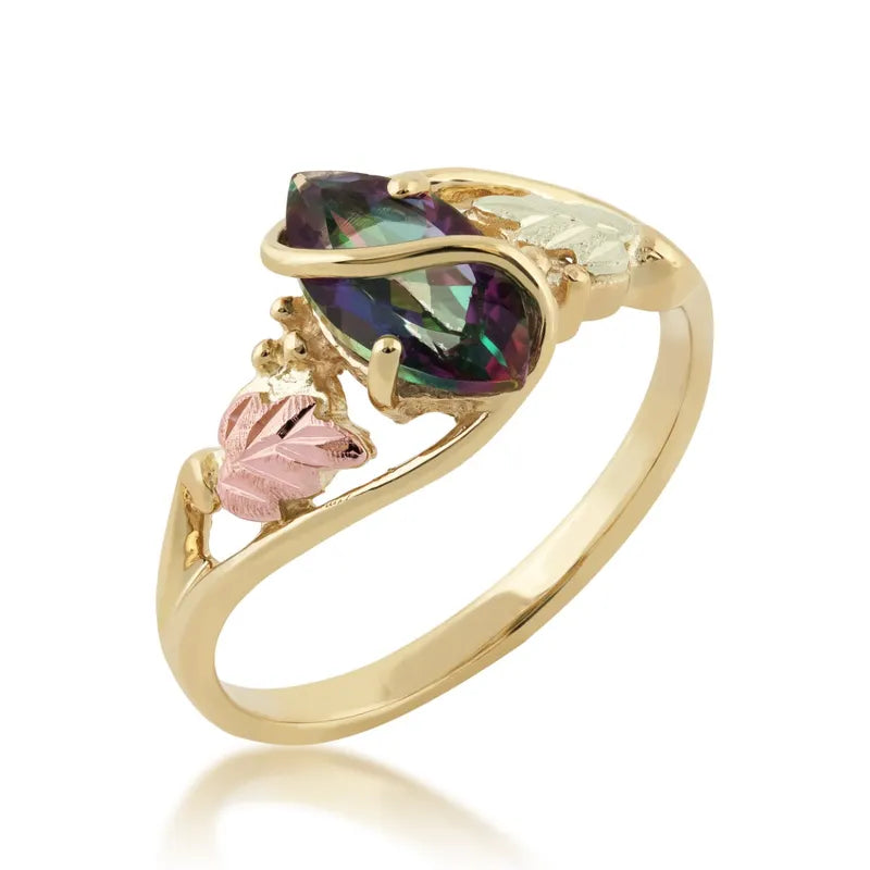Marquise Mystic Fire Topaz - Black Hills Gold Ladies Ring