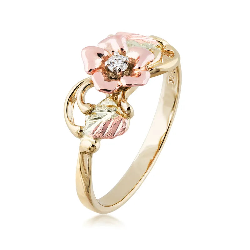 Red Diamond Rose - Black Hills Gold Ladies Ring