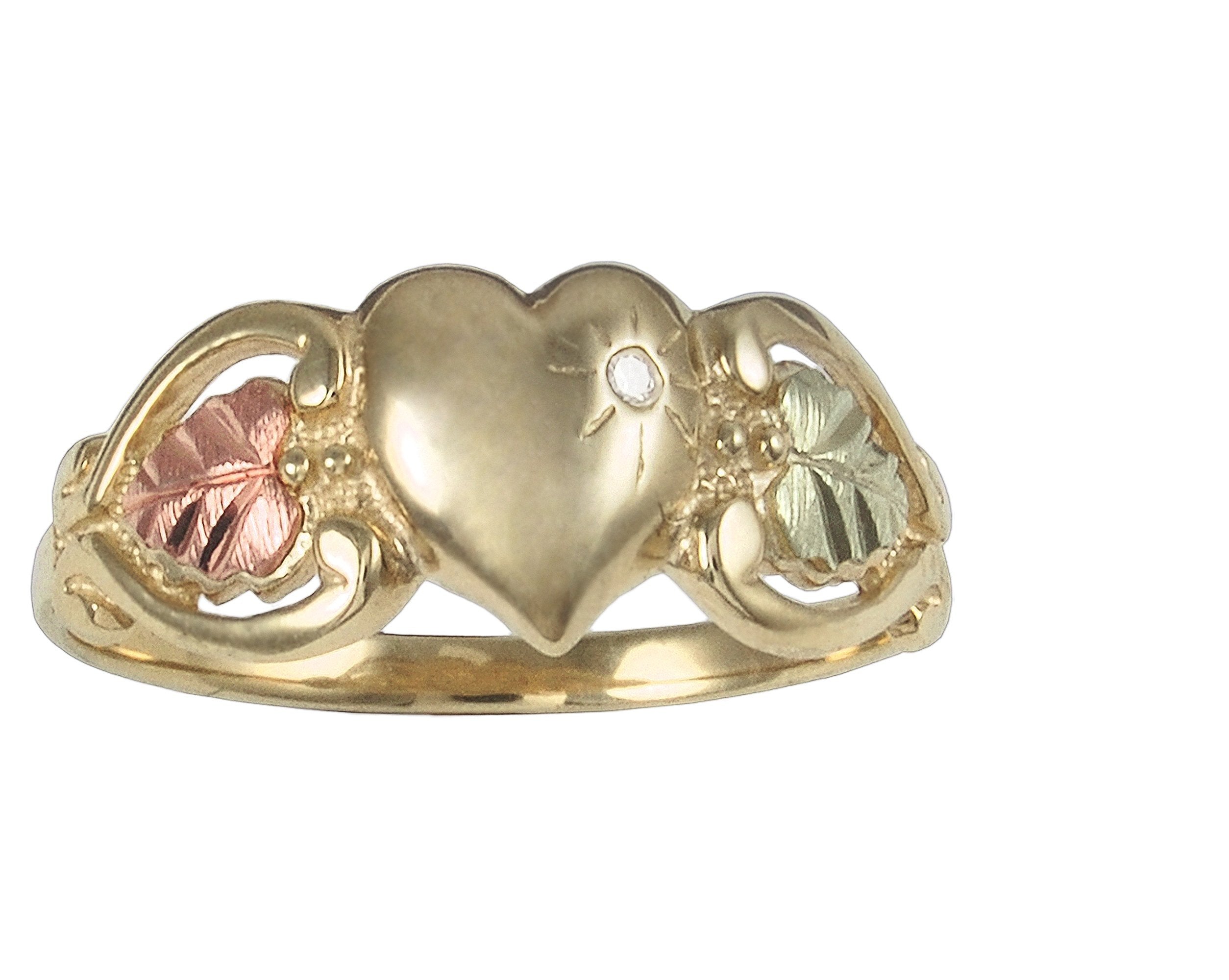 Diamond and Heart - Black Hills Gold Ladies Ring