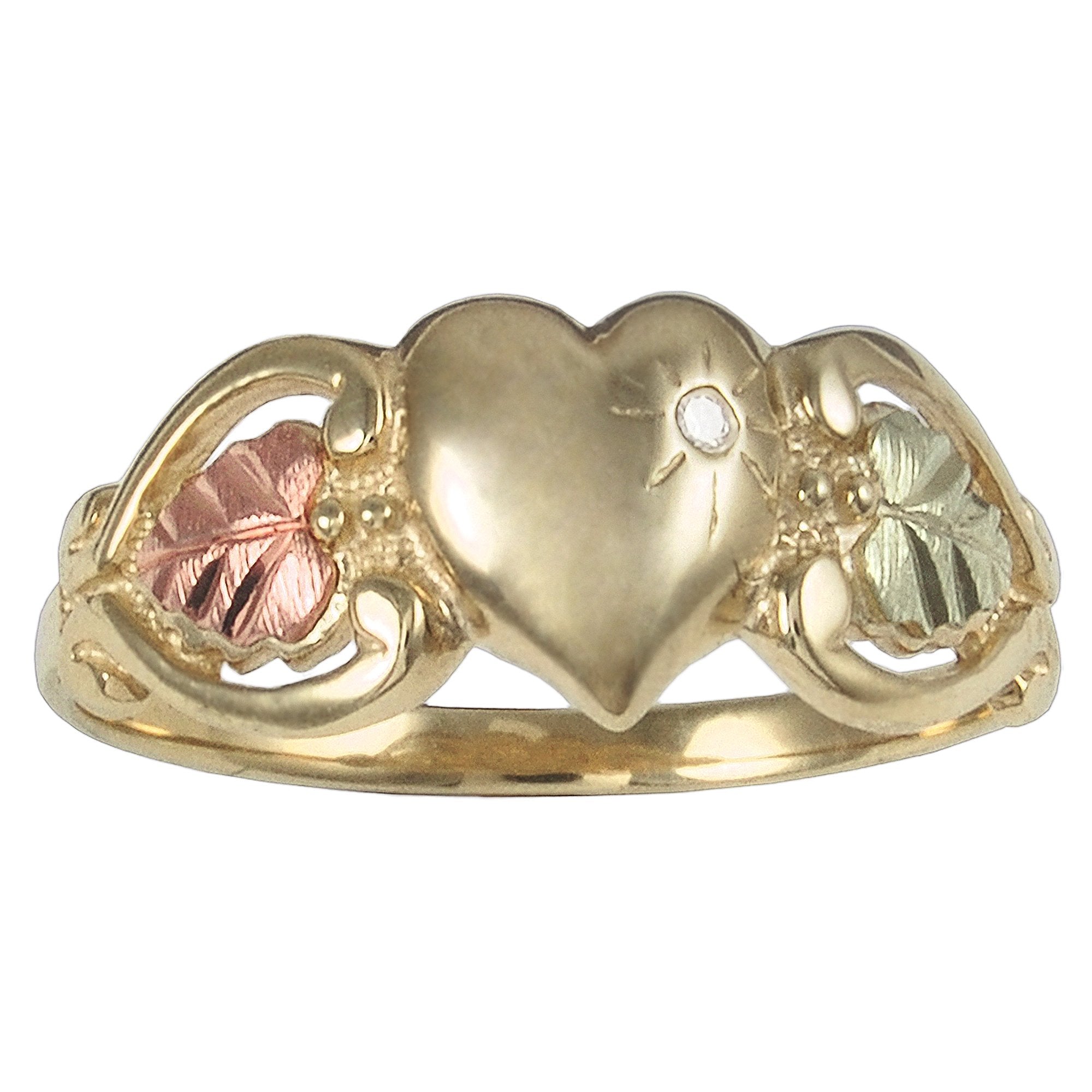Diamond and Heart - Black Hills Gold Ladies Ring
