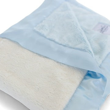 Luxury Duo Baby Blanket with Satin Trim - Blue/Ivory