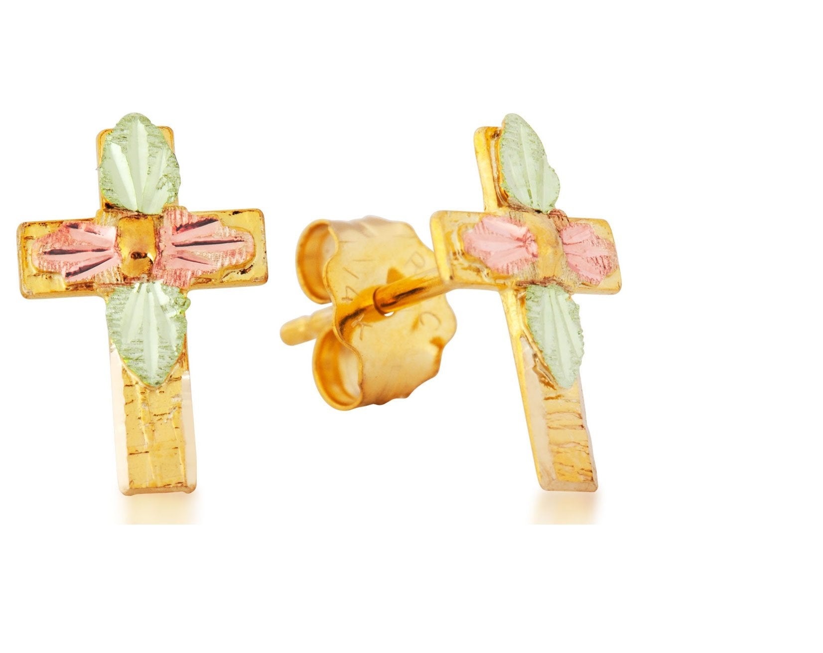 Cross and Leaves - Black Hills Gold Earrings