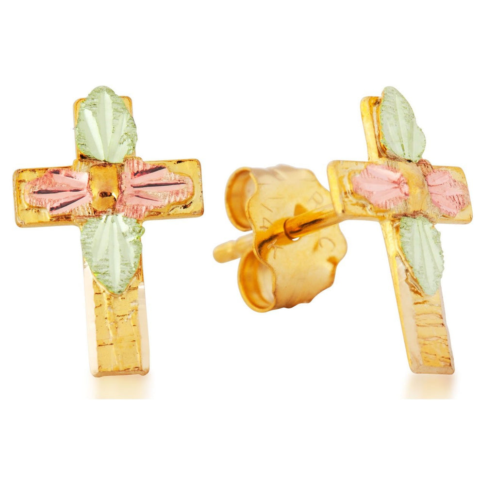 Cross and Leaves - Black Hills Gold Earrings