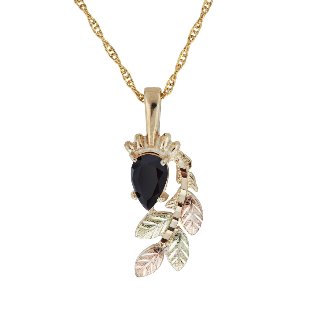 Pear Cut Onyx - Black Hills Gold Pendant