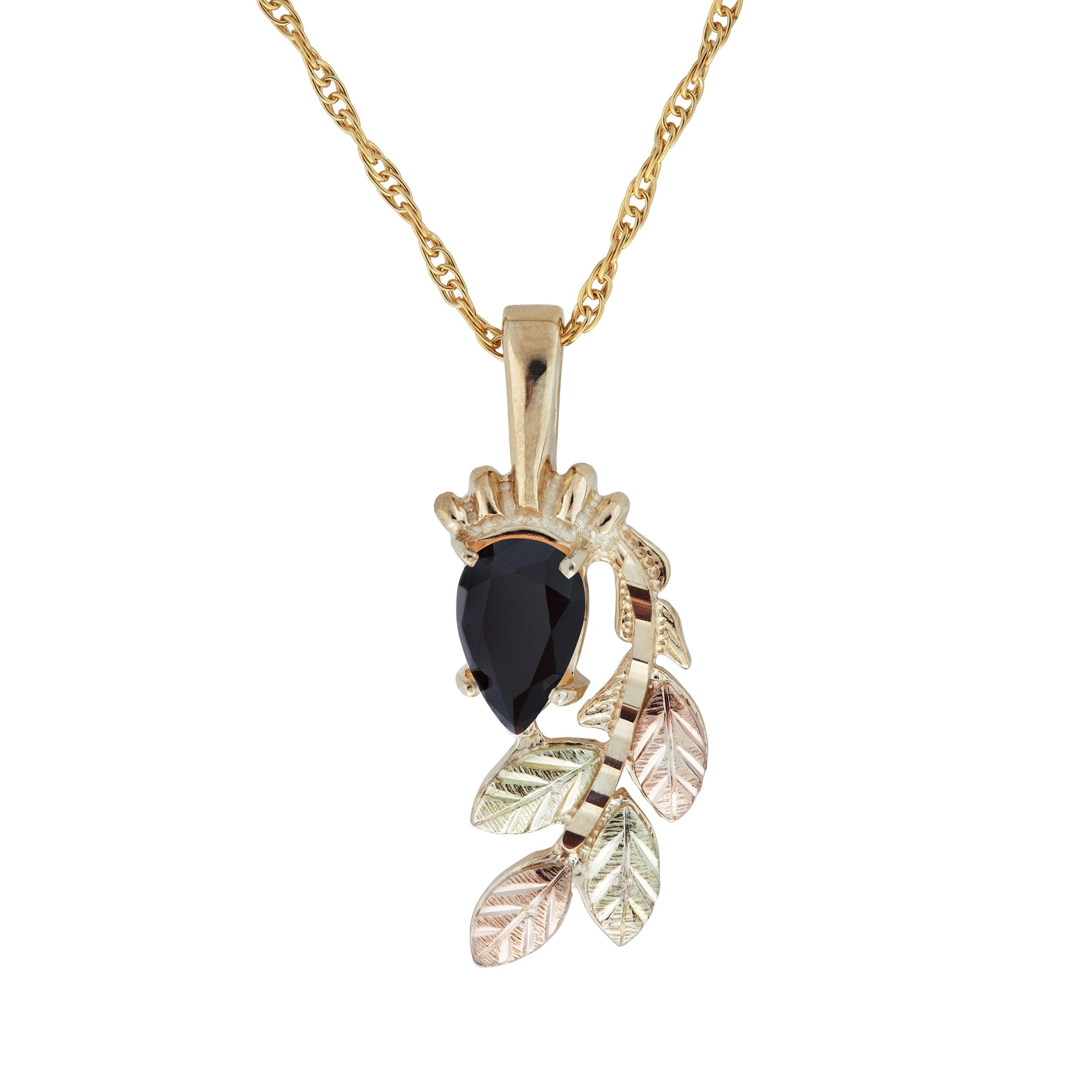 Pear Cut Onyx - Black Hills Gold Pendant