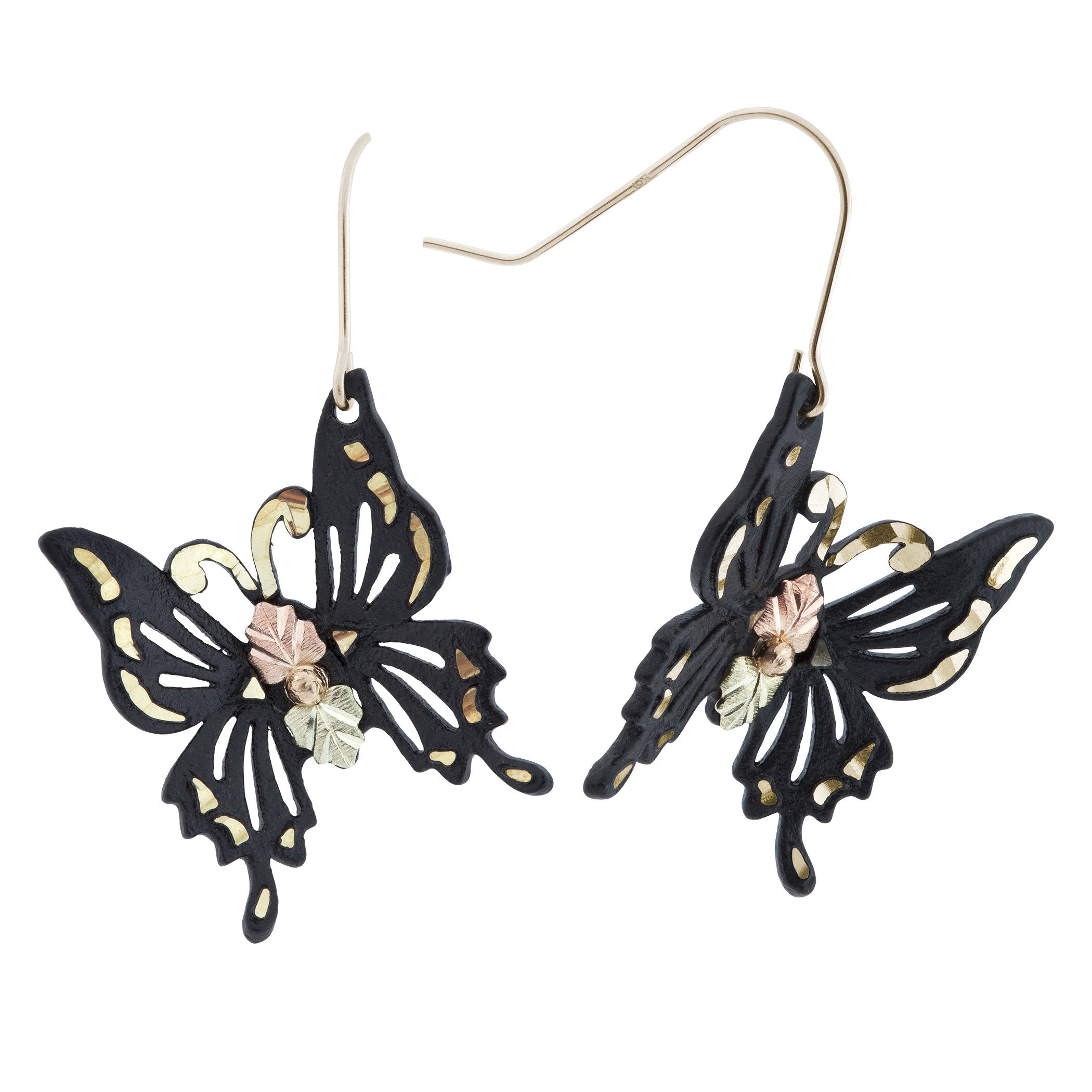 Powder Coated Butterfly - Black Hills Gold Earrings