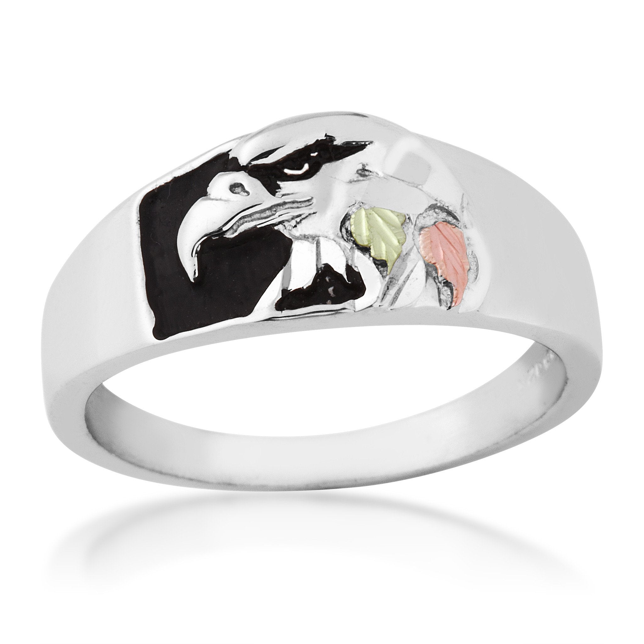 Proud Eagle - Sterling Silver Black Hills Gold Mens Ring