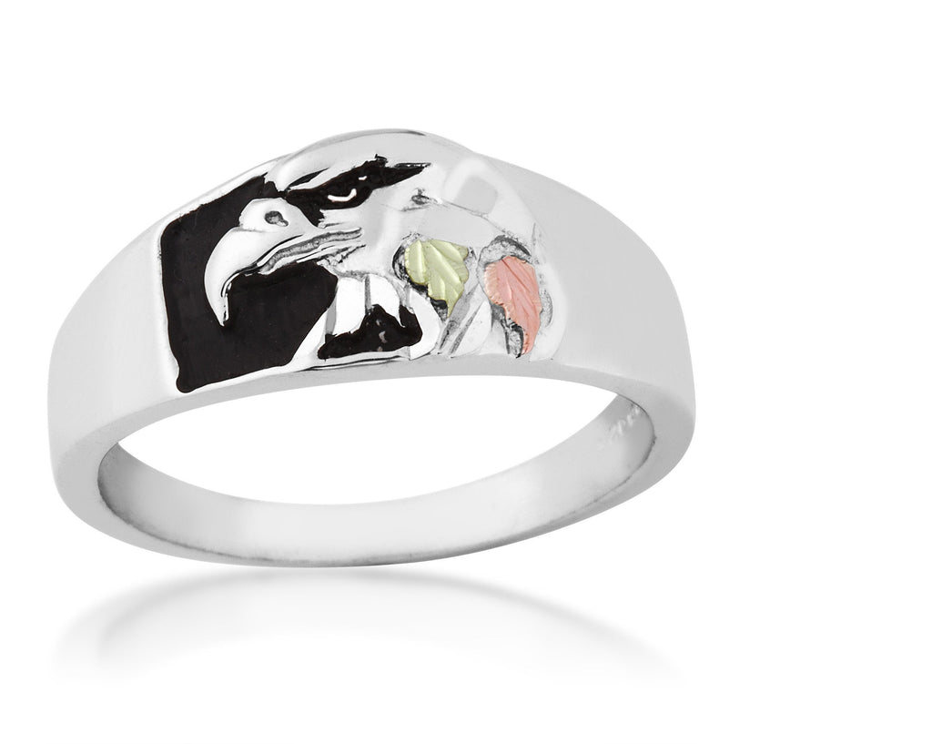 Proud Eagle - Sterling Silver Black Hills Gold Mens Ring