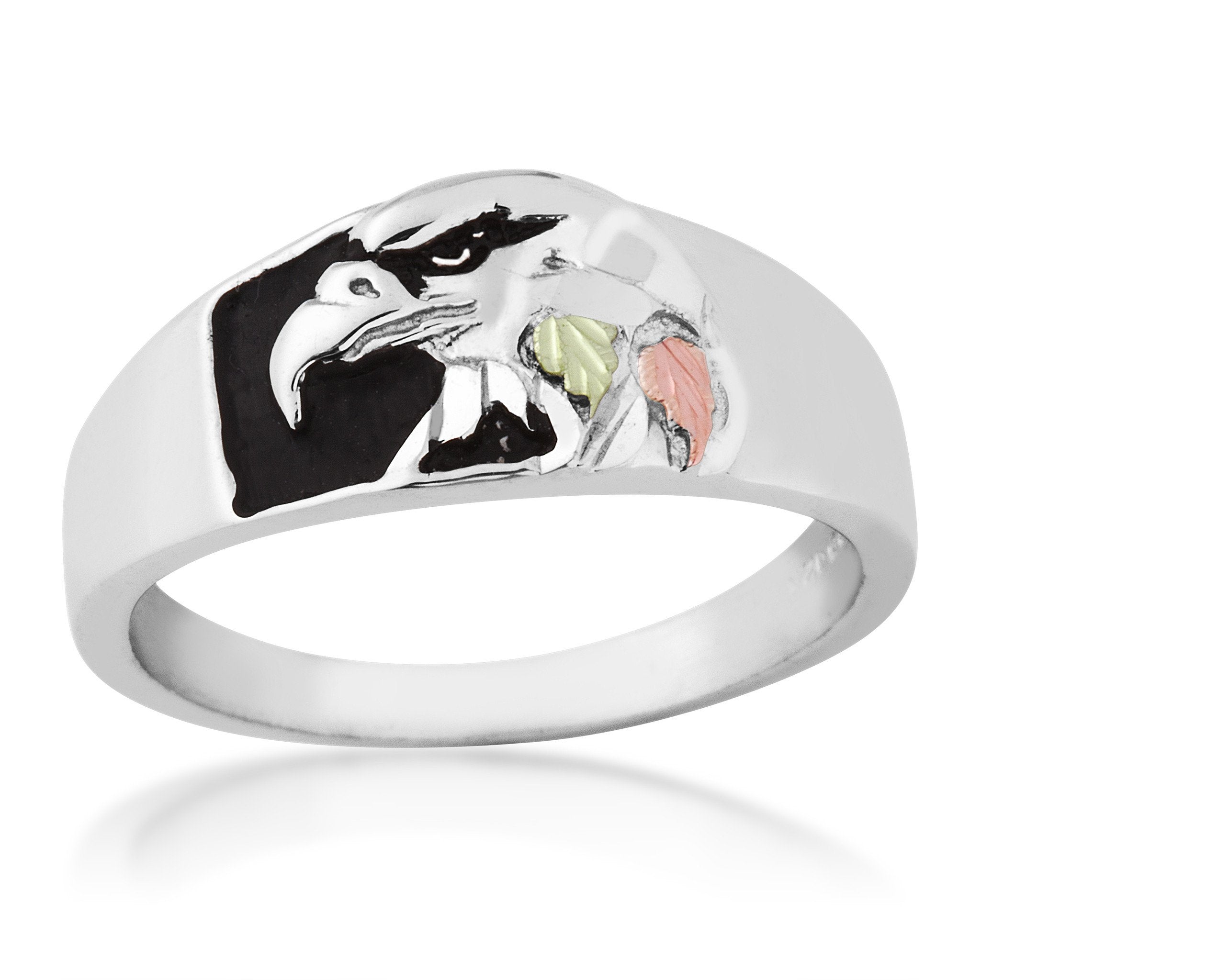 Proud Eagle - Sterling Silver Black Hills Gold Mens Ring