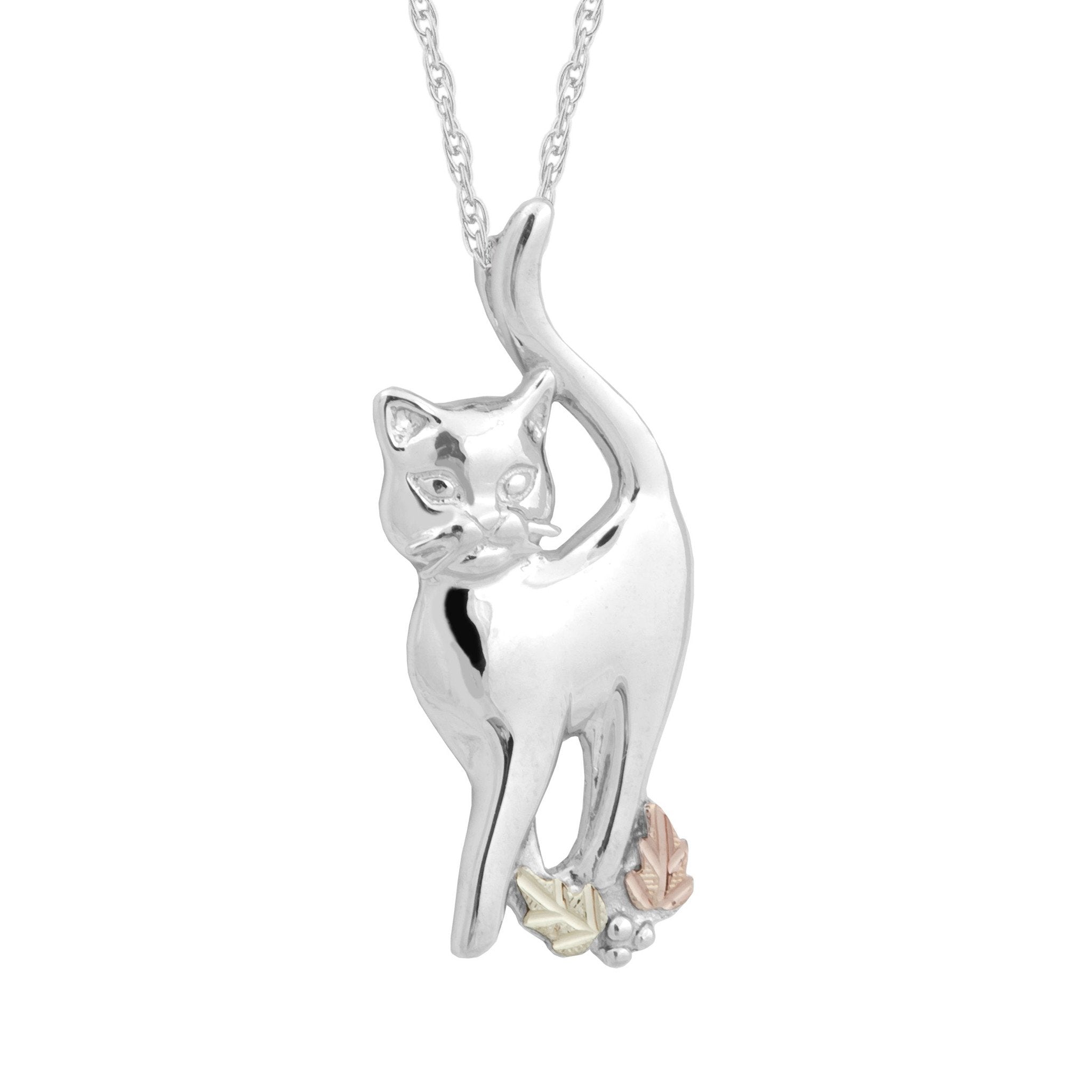 Cat - Sterling Silver Black Hills Gold Pendant