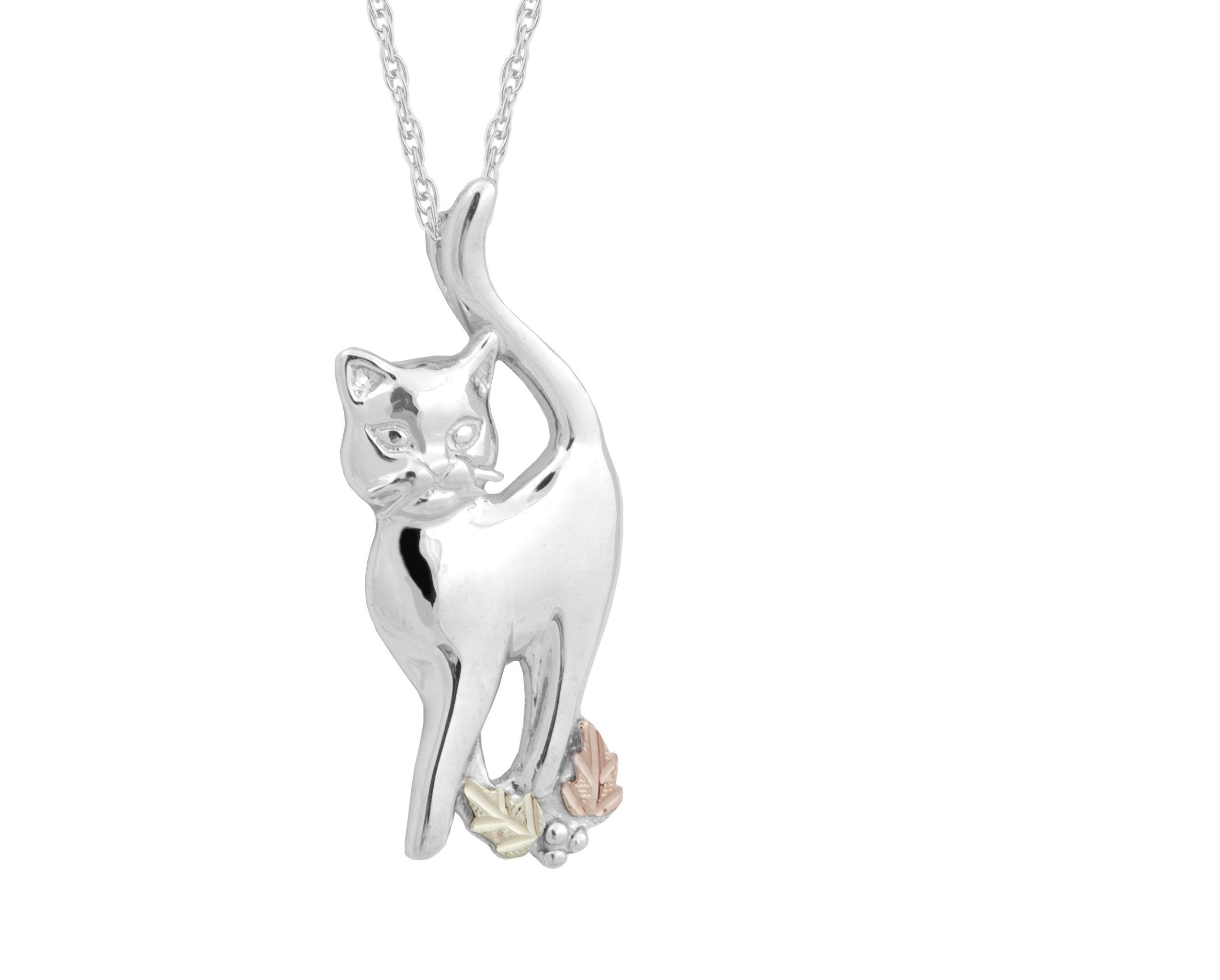 Cat - Sterling Silver Black Hills Gold Pendant
