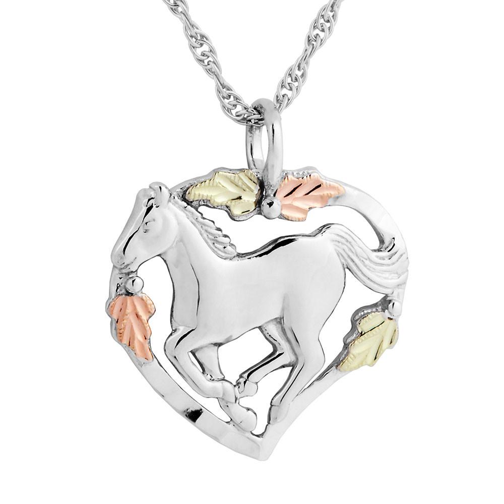 Stately Horse - Sterling Silver Black Hills Gold Pendant