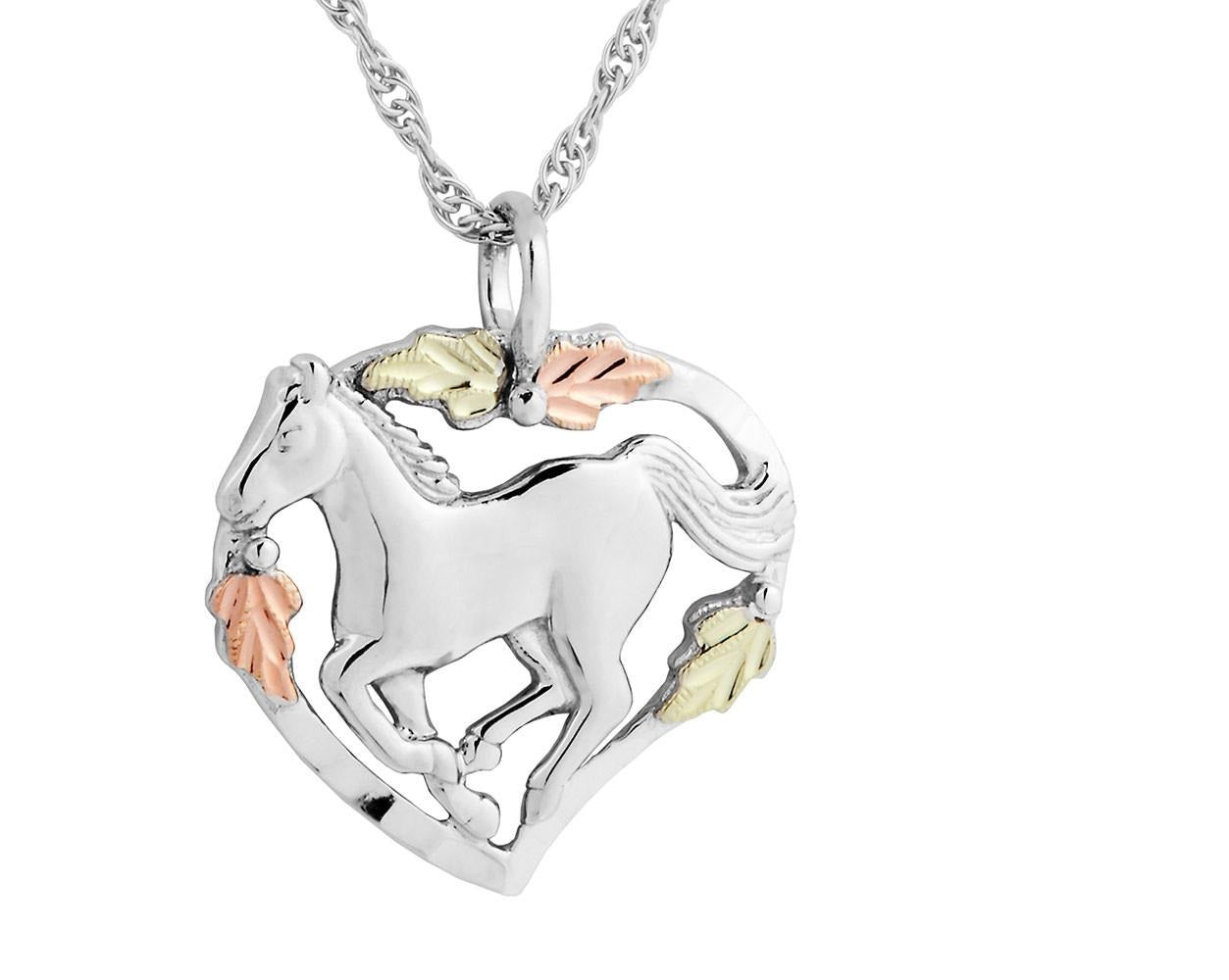 Stately Horse - Sterling Silver Black Hills Gold Pendant