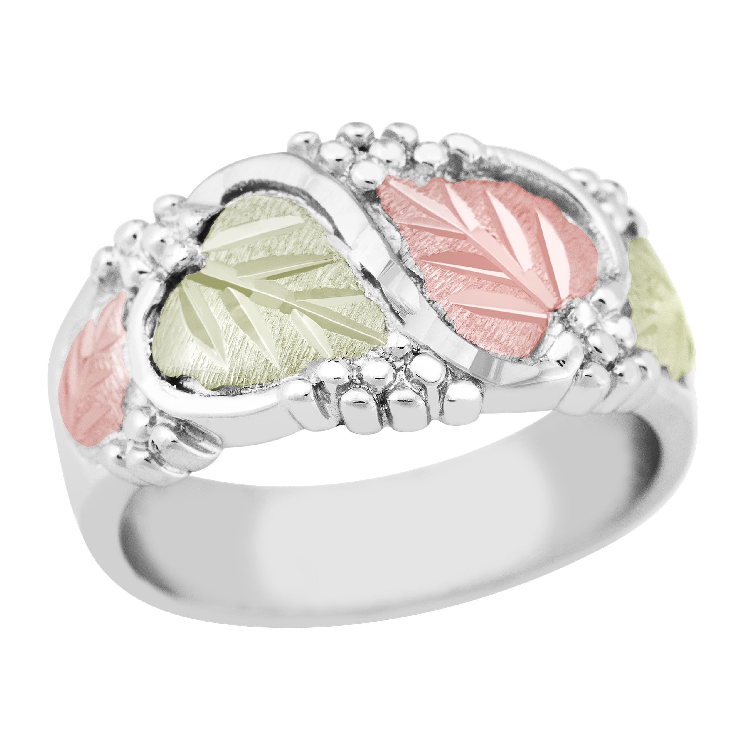 Thick Leaves - Sterling Silver Black Hills Gold Ring
