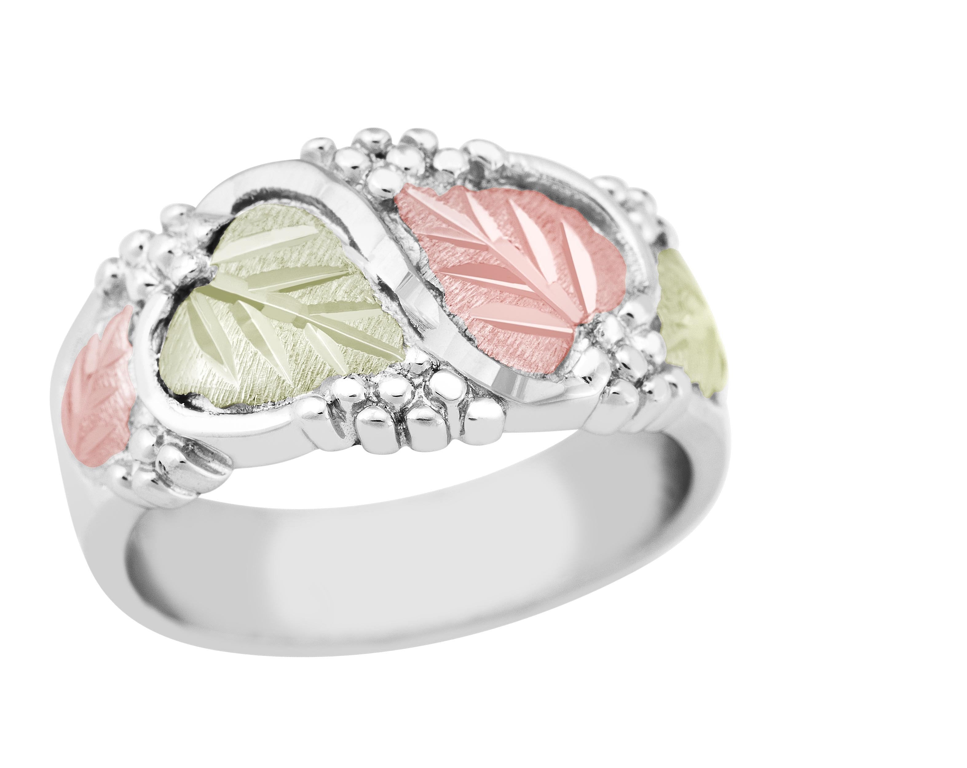 Thick Leaves - Sterling Silver Black Hills Gold Ring