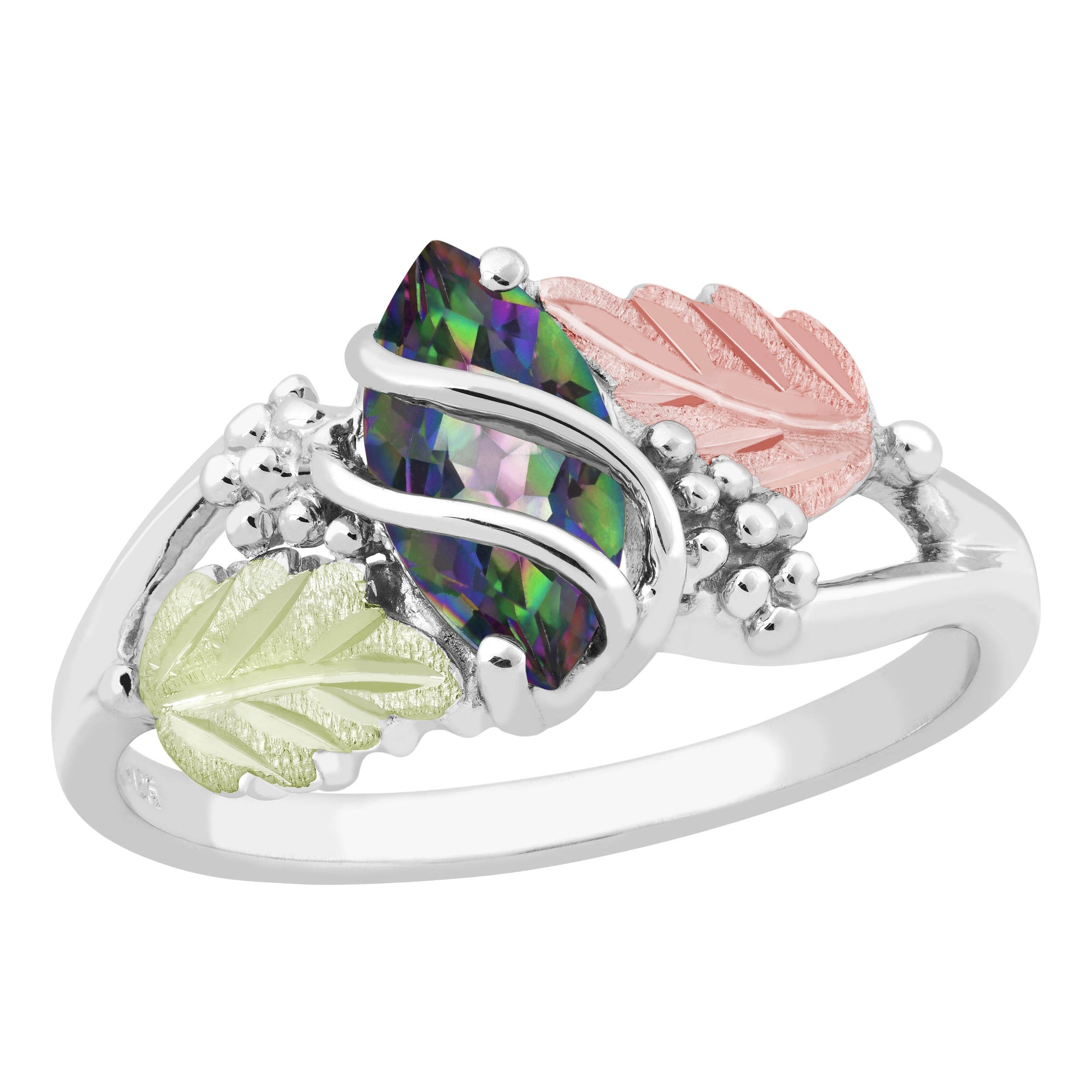Brilliant Mystic Fire Topaz - Sterling Silver Black Hills Gold Ring