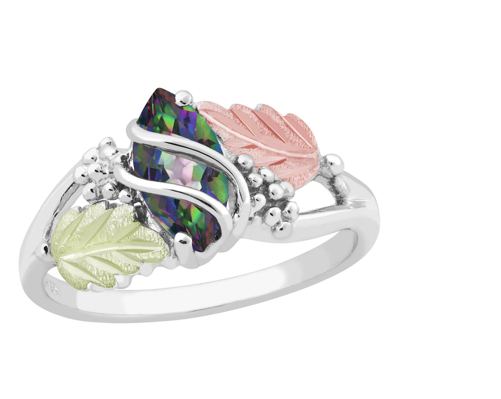 Brilliant Mystic Fire Topaz - Sterling Silver Black Hills Gold Ring
