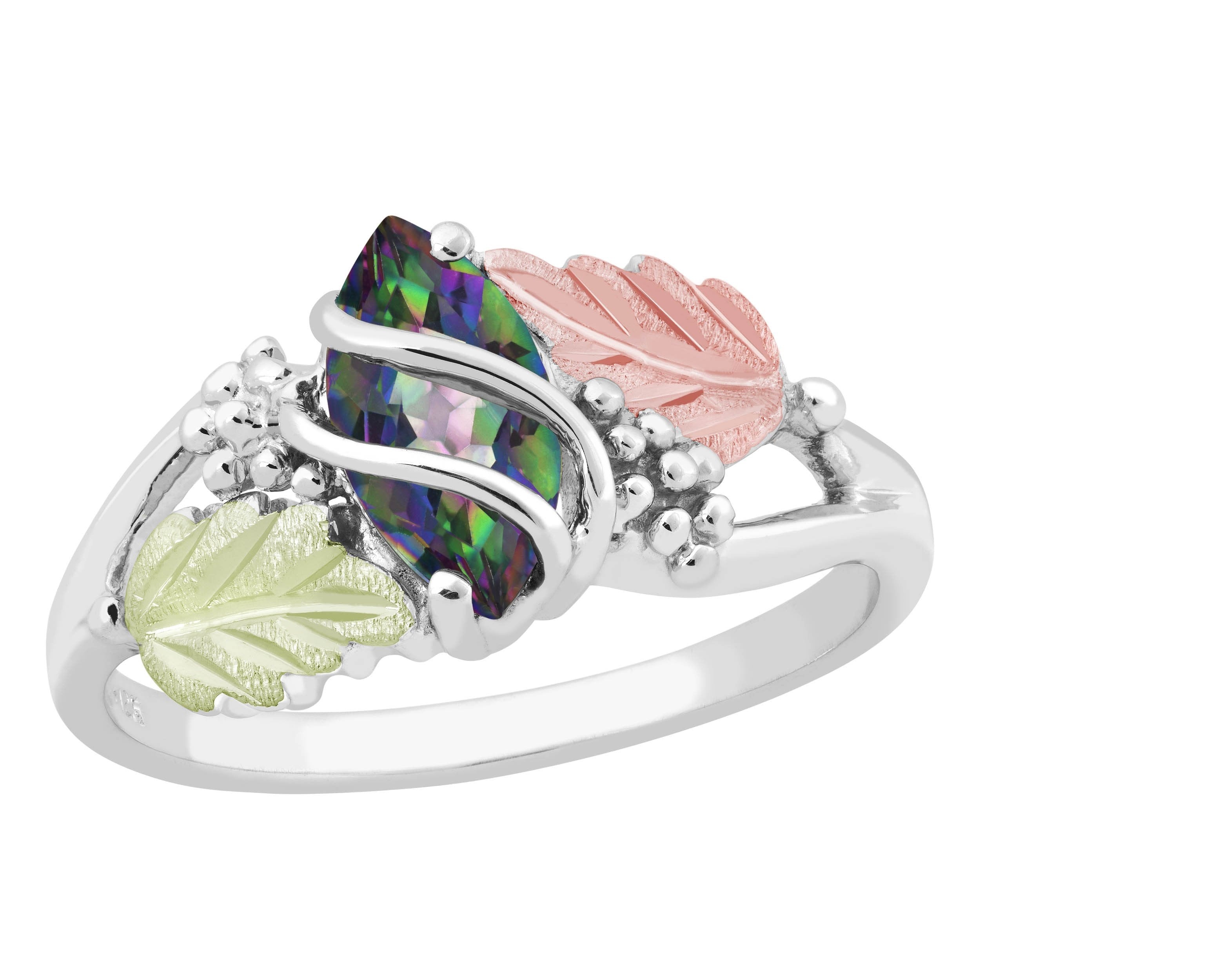 Brilliant Mystic Fire Topaz - Sterling Silver Black Hills Gold Ring