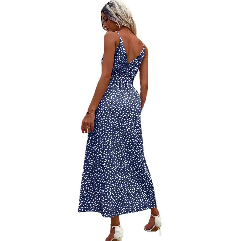 2022 Summer Women's Floral Tie-Back V-Neck Dress