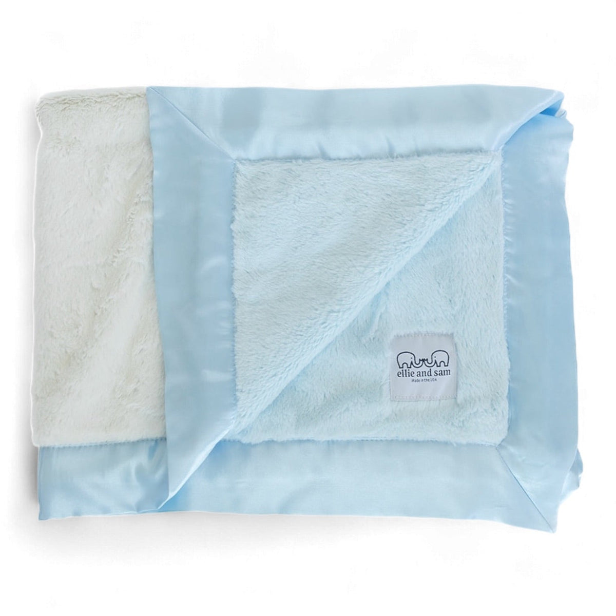 Luxury Duo Baby Blanket with Satin Trim - Blue/Ivory