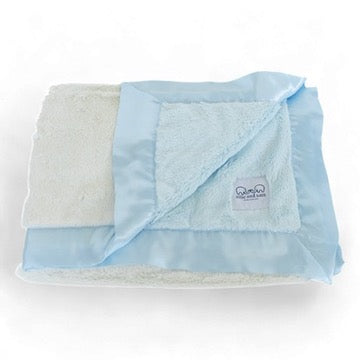 Luxury Duo Baby Blanket with Satin Trim - Blue/Ivory