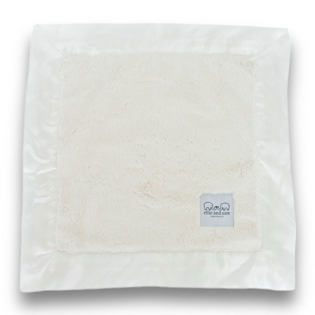 Luxury Baby Lovey Security Blanket with Satin Trim - Ivory