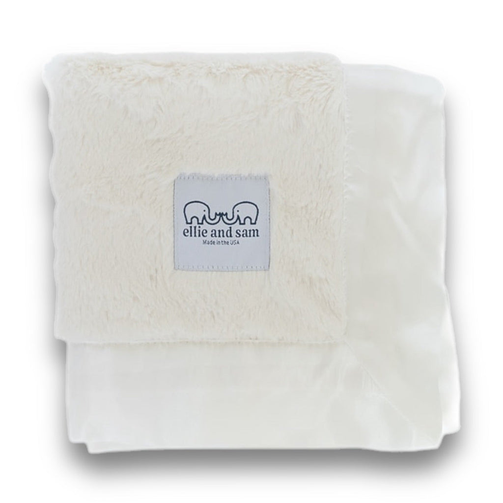 Luxury Baby Lovey Security Blanket with Satin Trim - Ivory
