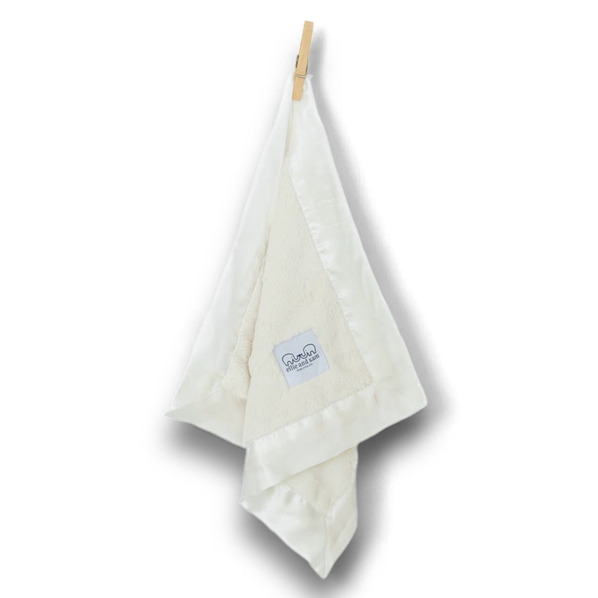 Luxury Baby Lovey Security Blanket with Satin Trim - Ivory