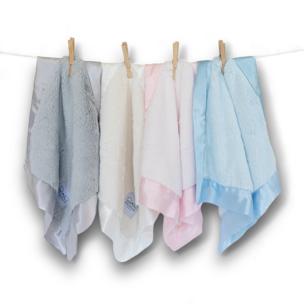 Luxury Baby Lovey Security Blanket with Satin Trim – Blue