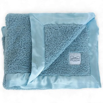 Classic Chenille Baby Blanket with Satin Trim - Powder Blue