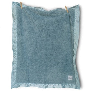 Classic Chenille Baby Blanket with Satin Trim - Powder Blue