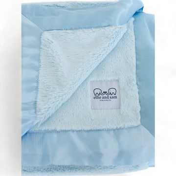 Luxury Baby Blanket with Satin Trim - Blue