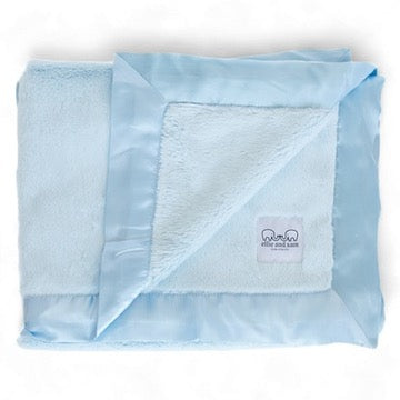 Luxury Baby Blanket with Satin Trim - Blue