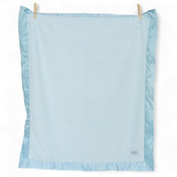 Luxury Baby Blanket with Satin Trim - Blue