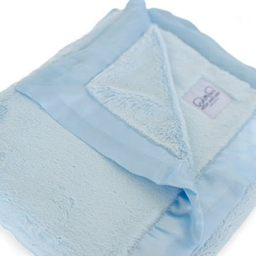 Luxury Baby Blanket with Satin Trim - Blue