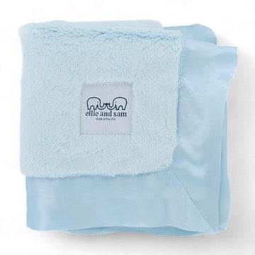Luxury Baby Lovey Security Blanket with Satin Trim – Blue