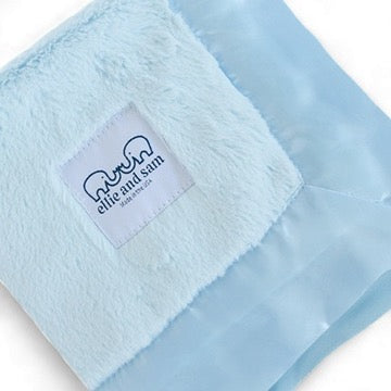 Luxury Baby Lovey Security Blanket with Satin Trim – Blue