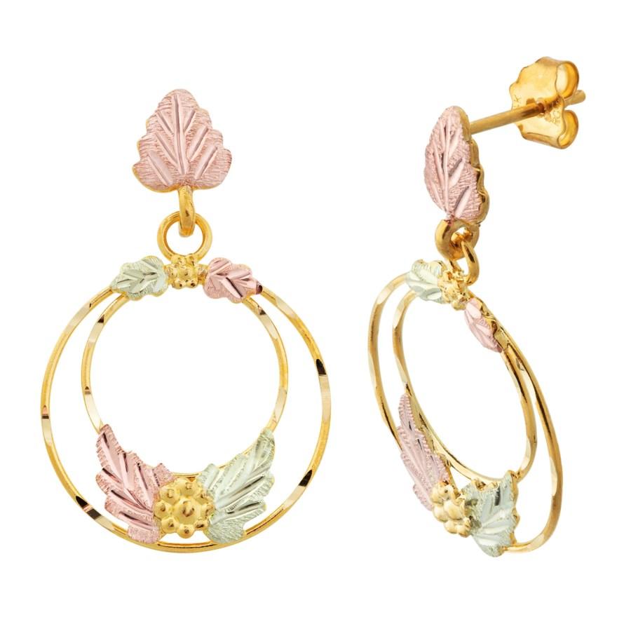 Dangling Dual Rings - Black Hills Gold Earrings