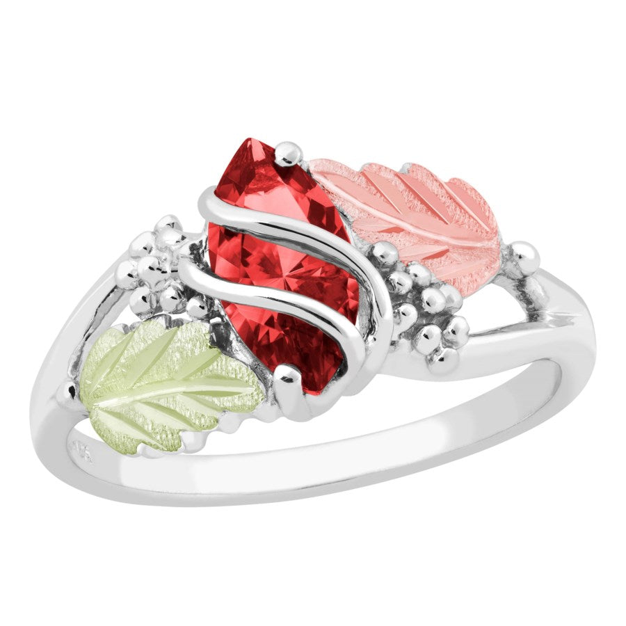 Marquise Garnet - Sterling Silver Black Hills Gold Ring