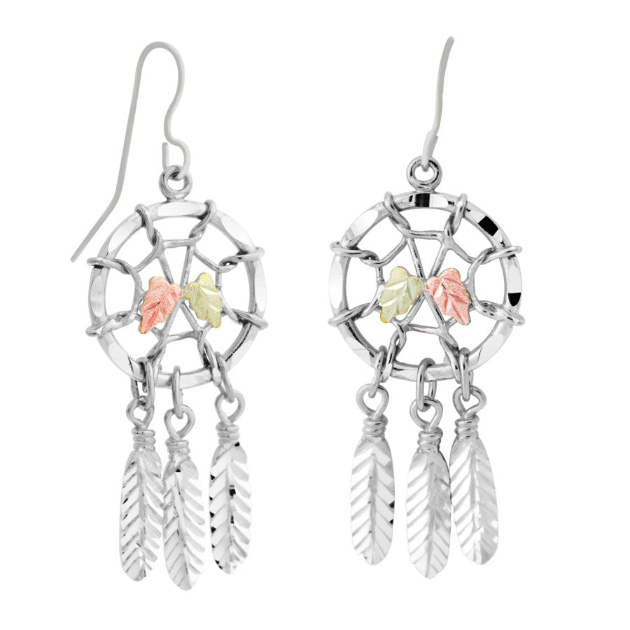 Dreamcatcher II - Sterling Silver Black Hills Gold Earrings