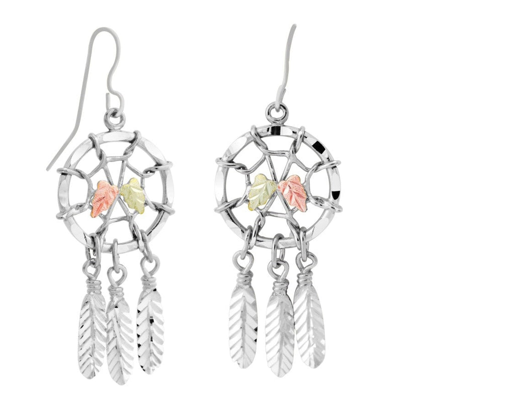 Dreamcatcher II - Sterling Silver Black Hills Gold Earrings