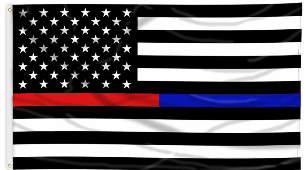 Printed Thin Blue & Red Line American Flag