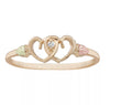 Twin Hearts and Diamond - Black Hills Gold Ladies Ring